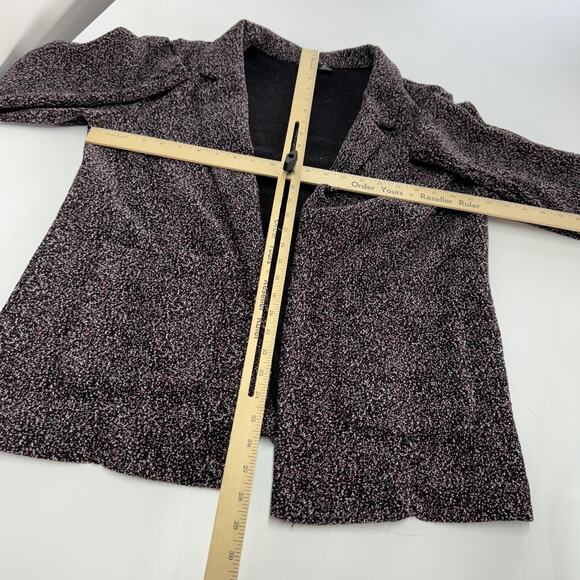 Black Tape Blazer Womens Small Black White Open Front Textured Knit‎ Jacket Coat - Picture 5 of 7